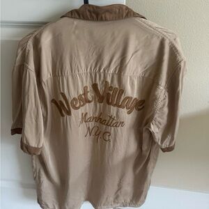 Abercrombie & Fitch Beige Short-Sleeve Embroidered West Village Shirt